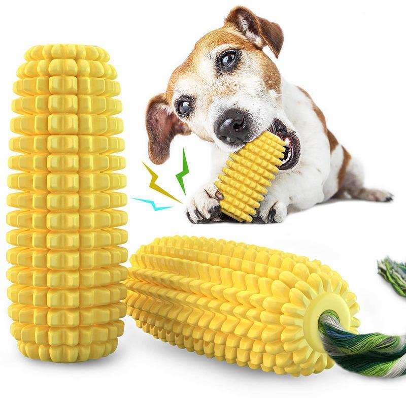 Squeaky Corn-Shaped Dog Chew Toy for Teeth Cleaning