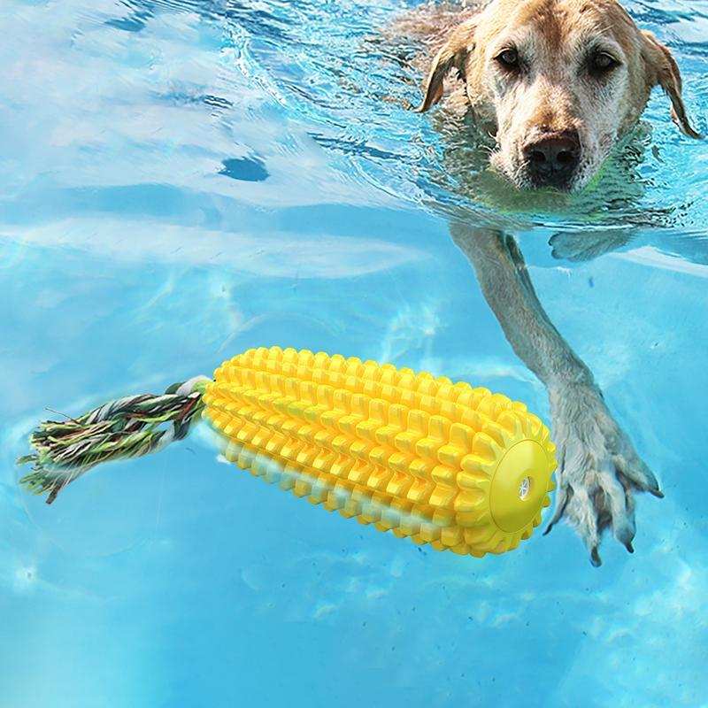 Squeaky Corn-Shaped Dog Chew Toy for Teeth Cleaning