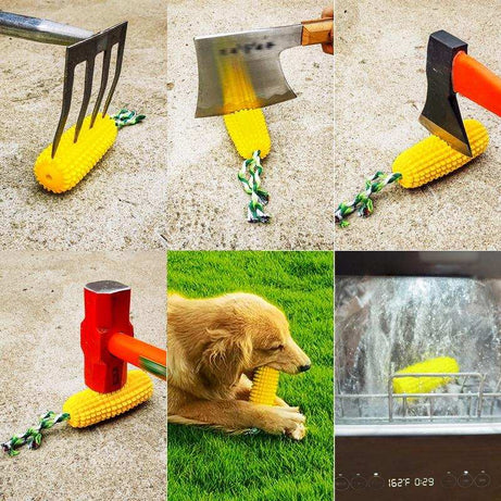 Squeaky Corn-Shaped Dog Chew Toy for Teeth Cleaning
