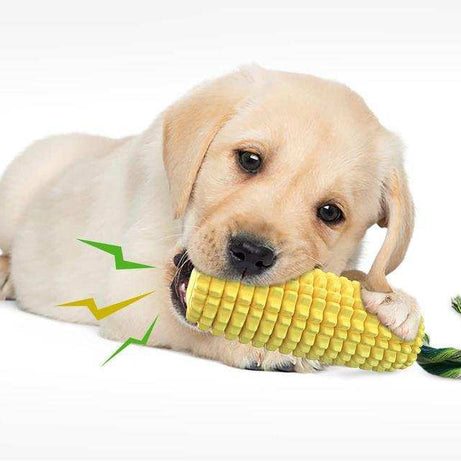 Squeaky Corn-Shaped Dog Chew Toy for Teeth Cleaning