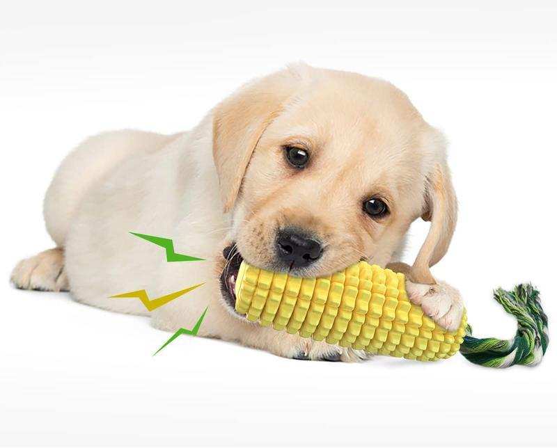 Squeaky Corn-Shaped Dog Chew Toy for Teeth Cleaning
