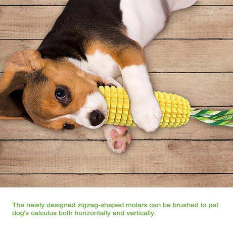 Squeaky Corn-Shaped Dog Chew Toy for Teeth Cleaning