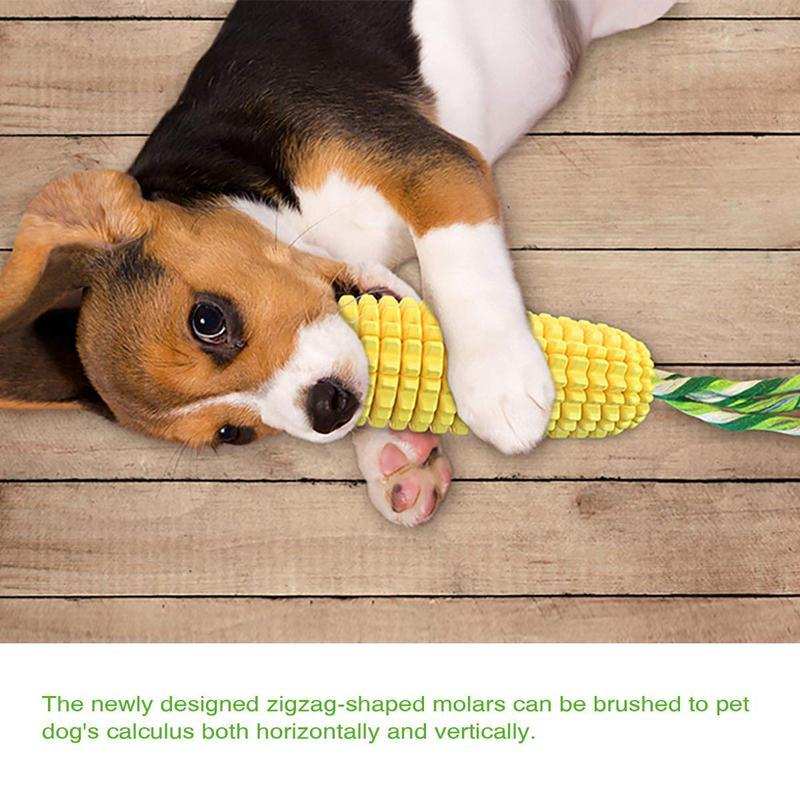 Squeaky Corn-Shaped Dog Chew Toy for Teeth Cleaning