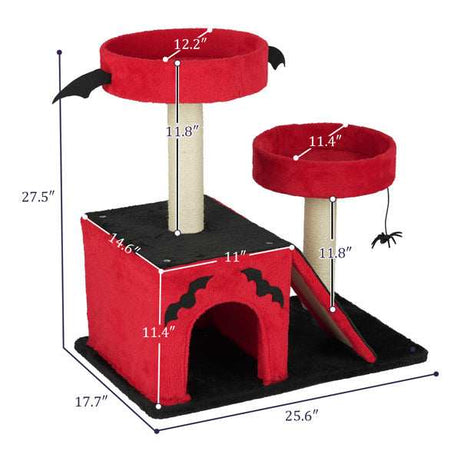 Halloween Cat Climbing Frame Gothic Cat Tree with Spacious Cat Condo