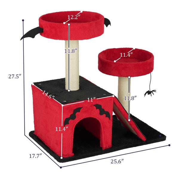Halloween Cat Climbing Frame Gothic Cat Tree with Spacious Cat Condo