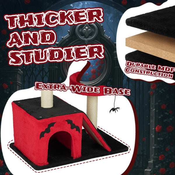 Halloween Cat Climbing Frame Gothic Cat Tree with Spacious Cat Condo
