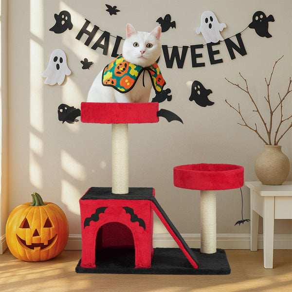 Halloween Cat Climbing Frame Gothic Cat Tree with Spacious Cat Condo