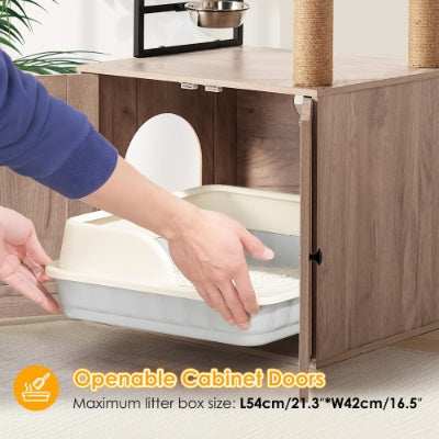 Modern Cat Condo Tree with Litter Box Enclosure