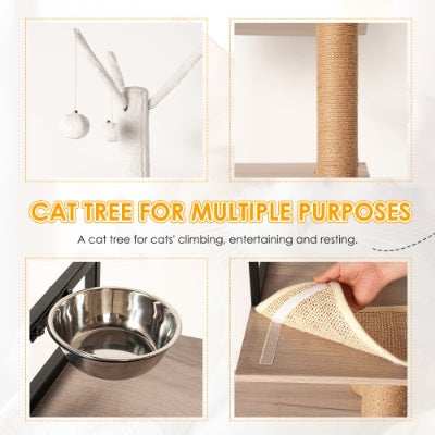 Modern Cat Condo Tree with Litter Box Enclosure