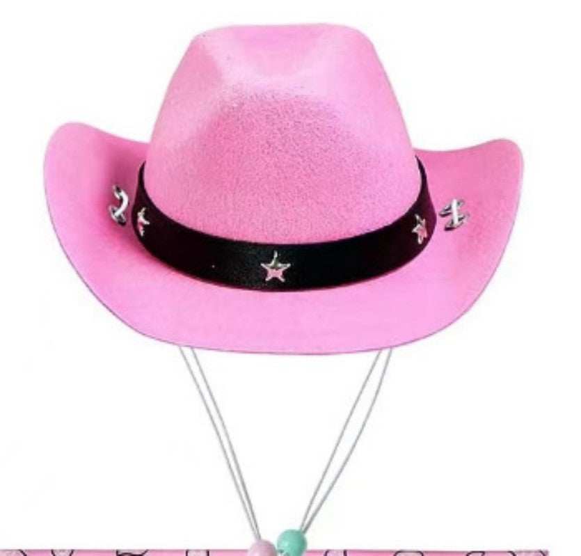 Halloween Pet Dog or Cat Pink Western Bandana and Hat Set