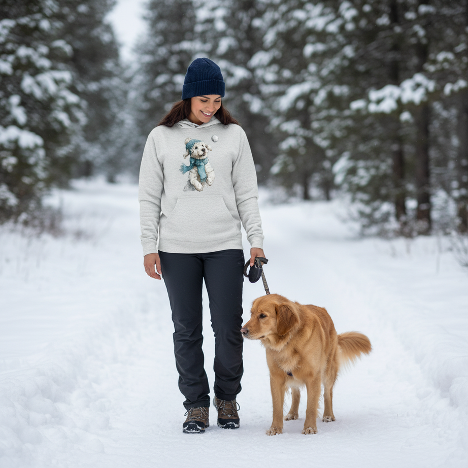 Snowball Fetch Hoodie - Whimsical Dog Lover Sweatshirt