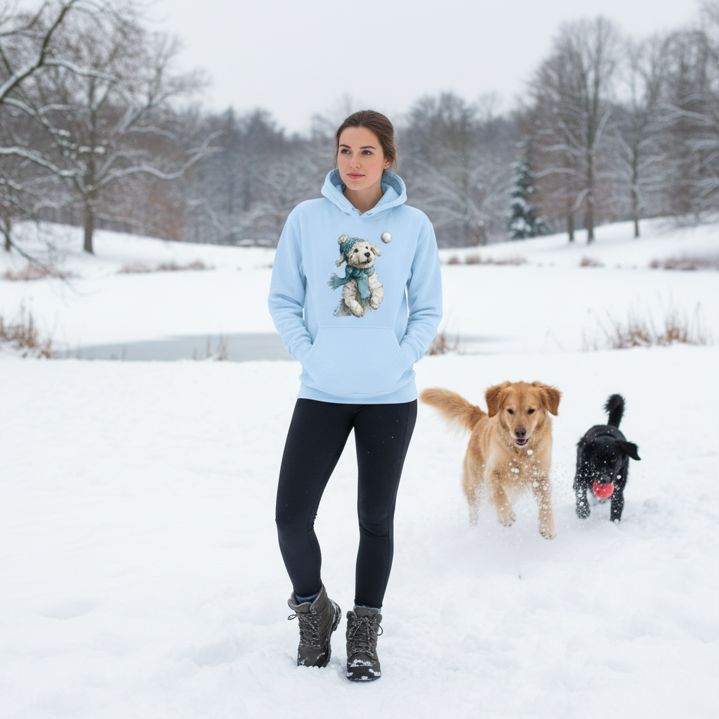 Snowball Fetch Hoodie - Whimsical Dog Lover Sweatshirt