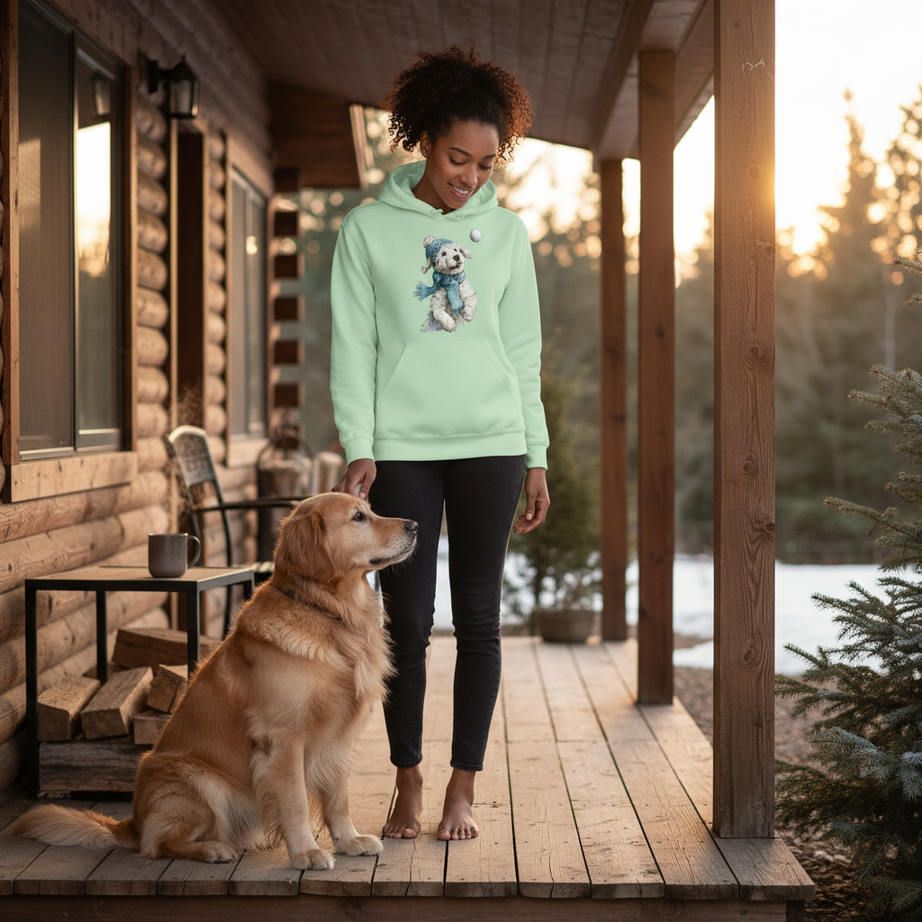 Snowball Fetch Hoodie - Whimsical Dog Lover Sweatshirt