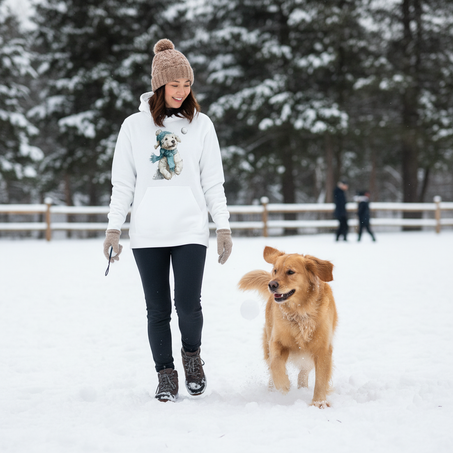 Snowball Fetch Hoodie - Whimsical Dog Lover Sweatshirt
