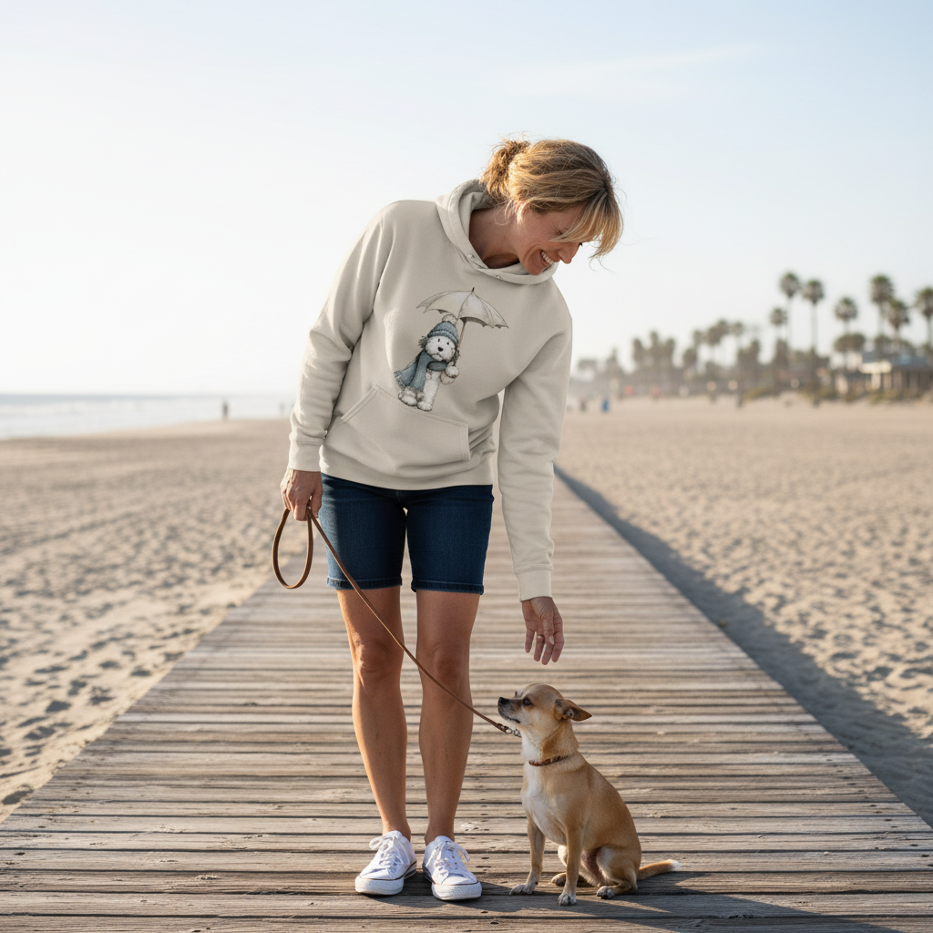 Rainy Day Pup Hoodie - Whimsical Dog Lover Sweatshirt