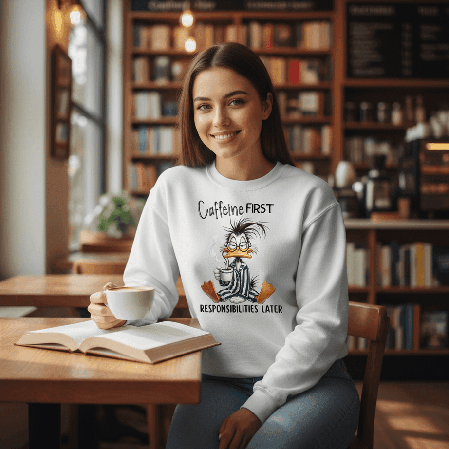 Caffeine First Responsibilities Later Sweatshirt