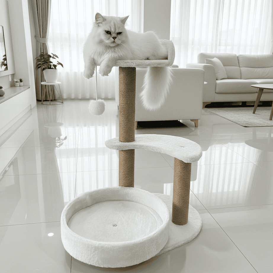 Luxury Cat Tree With Scratching Posts - Easy To Assemble, Wooden Fiber Structure, Suitable For Cats.