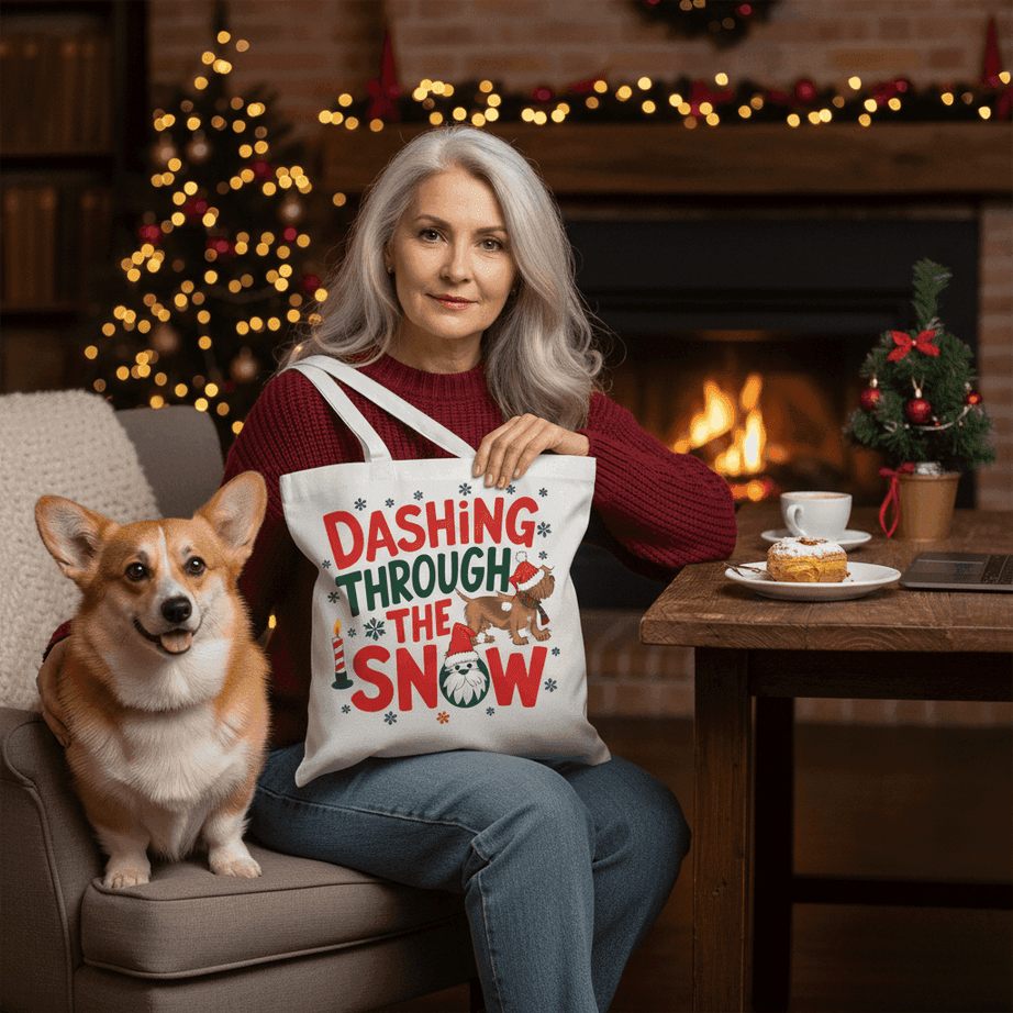 Dashing Through the Snow Holiday Tote for Dog Lovers - Canvas