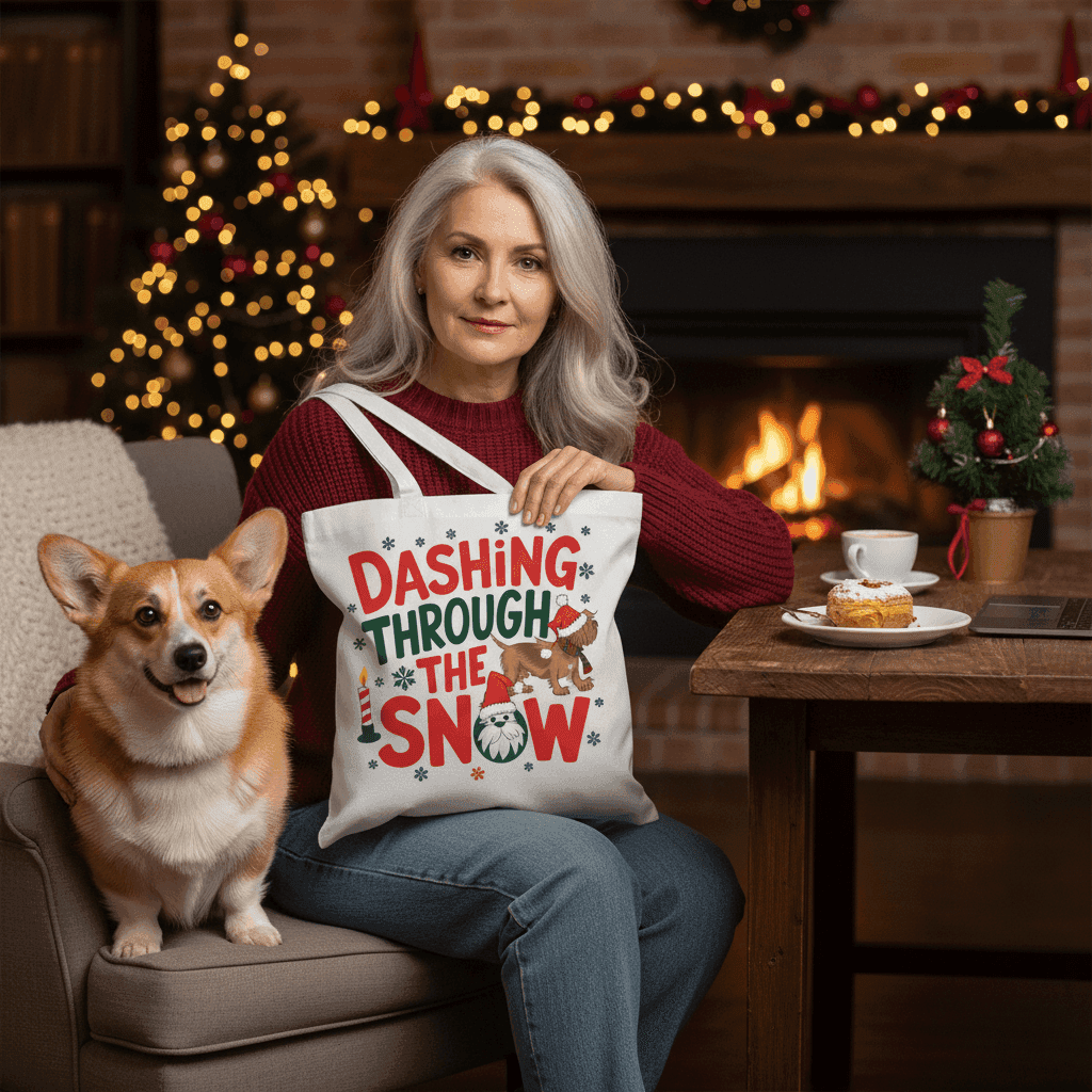 Dashing Through the Snow Holiday Tote for Dog Lovers - Canvas