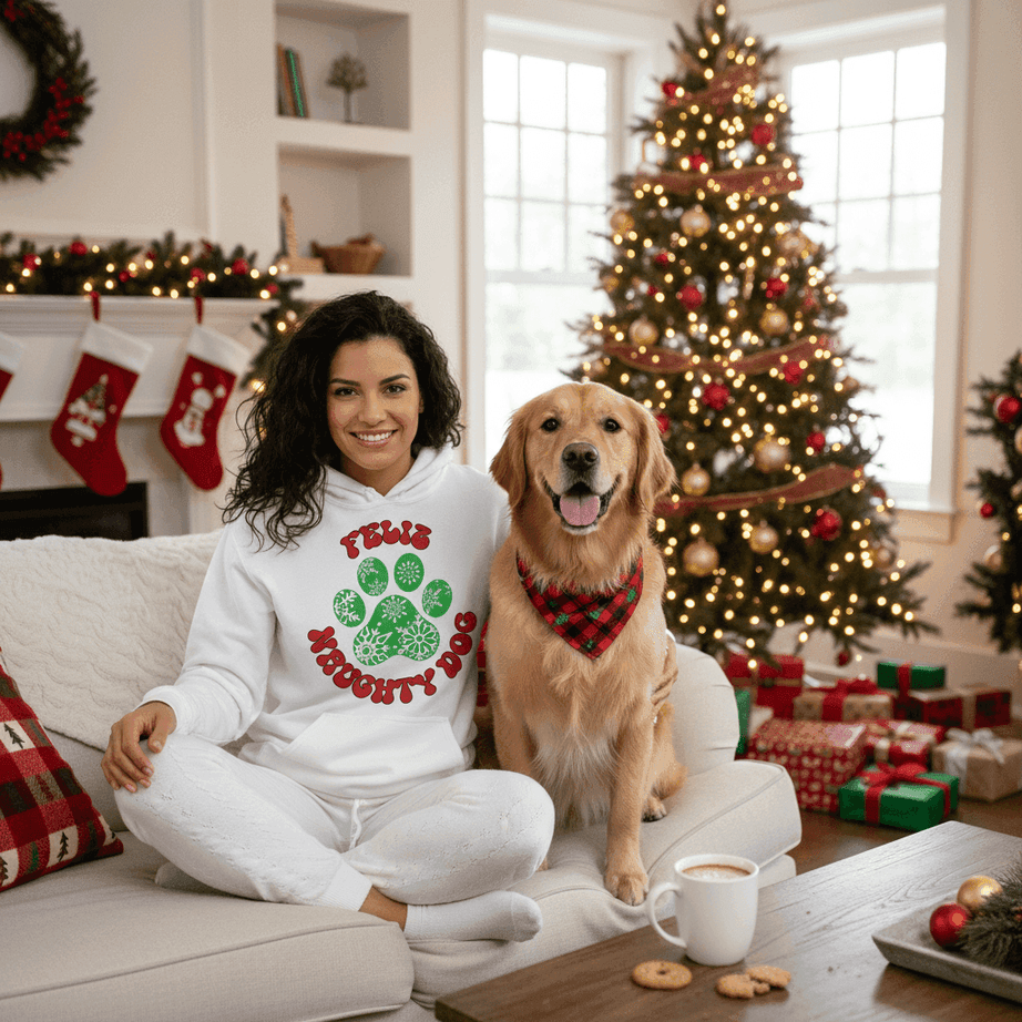 Feliz Naughty Hoodie - Funny Christmas Pet Lover Sweatshirt