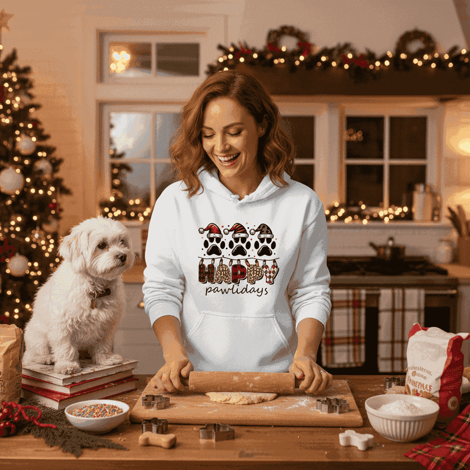 Happy Pawlidays Hoodie - Festive Christmas Pet Lover Gift