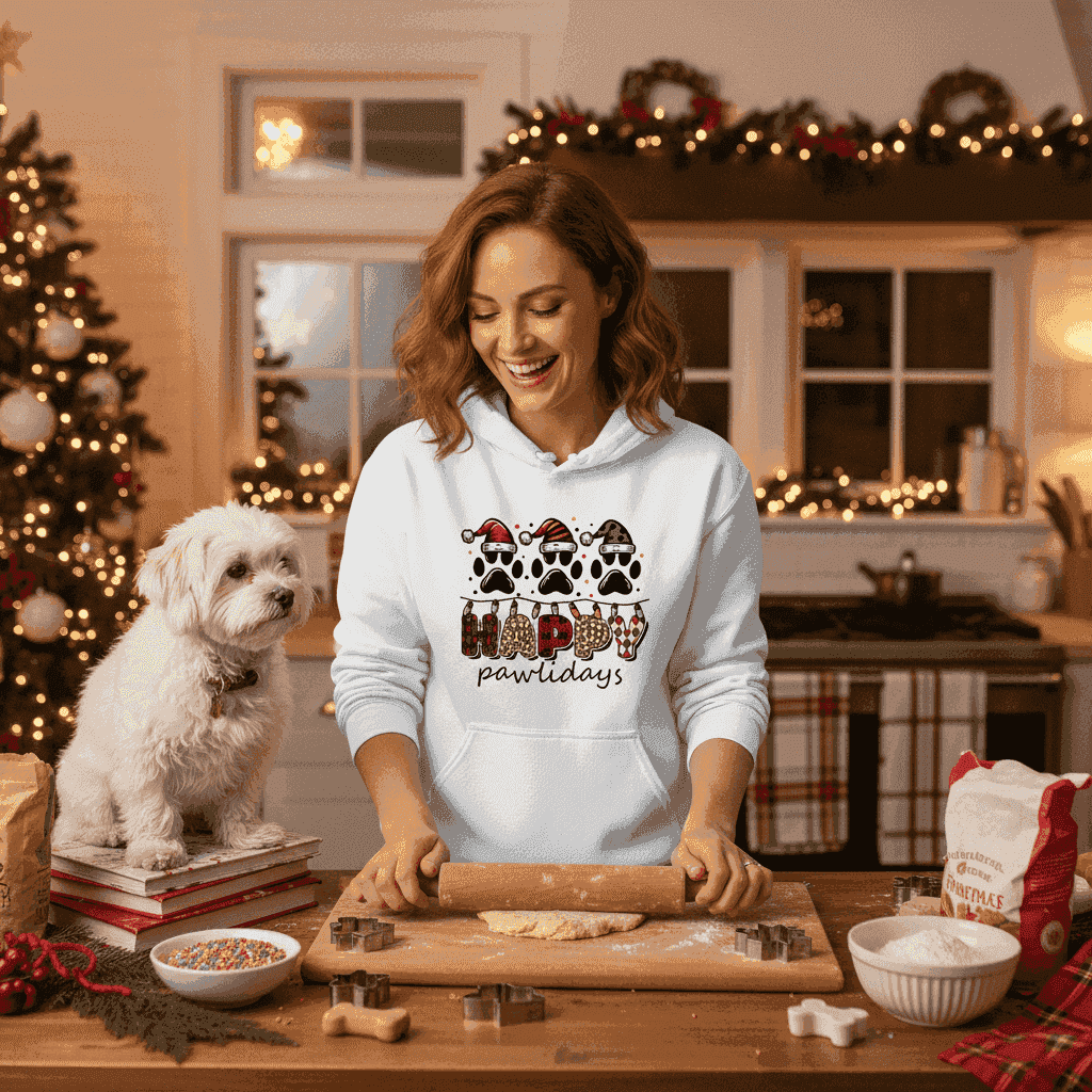 Happy Pawlidays Hoodie - Festive Christmas Pet Lover Gift