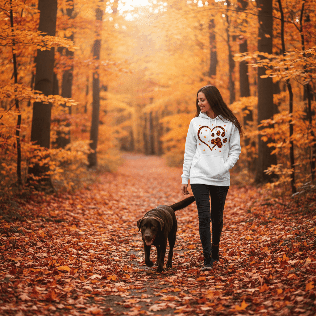 Heart & Paw Fall Hoodie - Autumn Dog Lover Sweatshirt