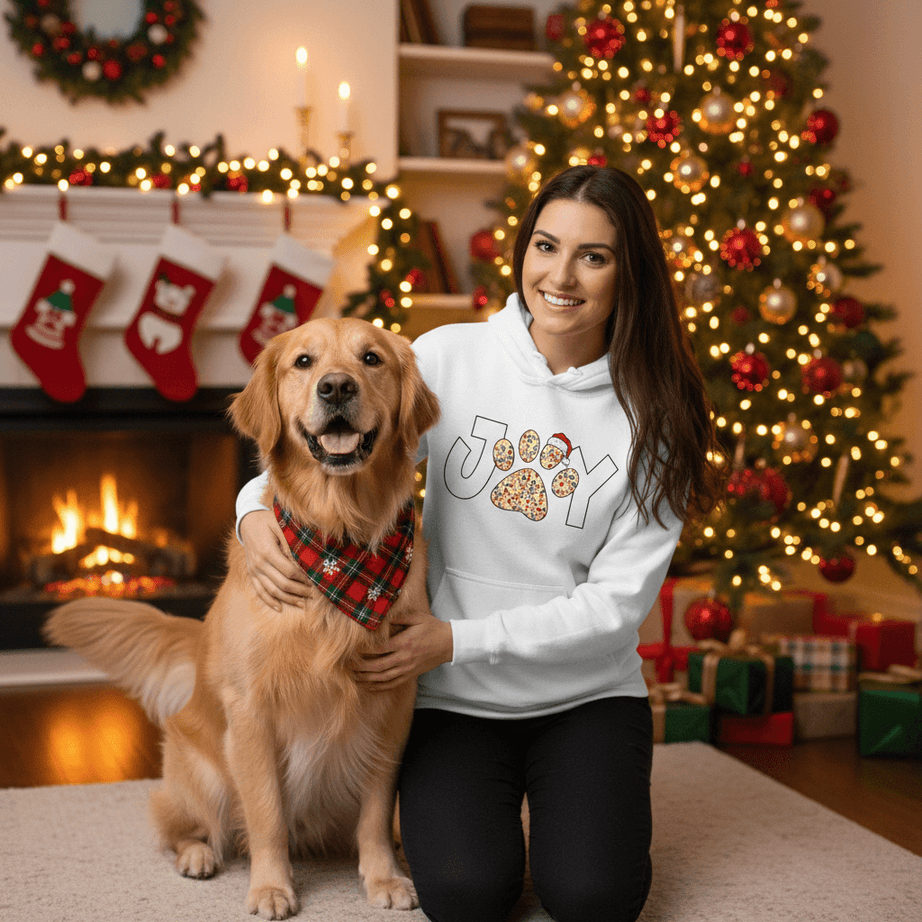 Joy Paw Hoodie - Festive Christmas Pet Lover Sweatshirt