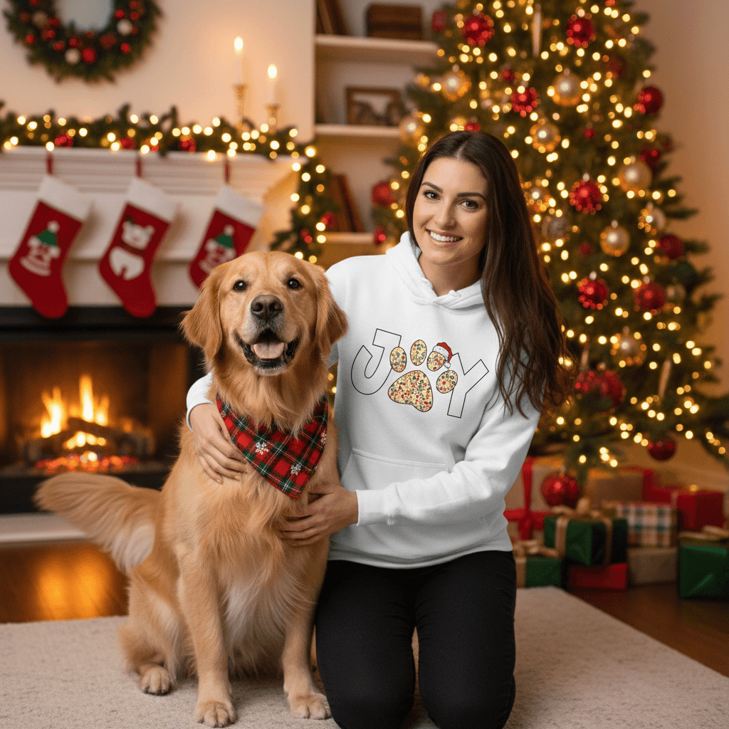 Joy Paw Hoodie - Festive Christmas Pet Lover Sweatshirt
