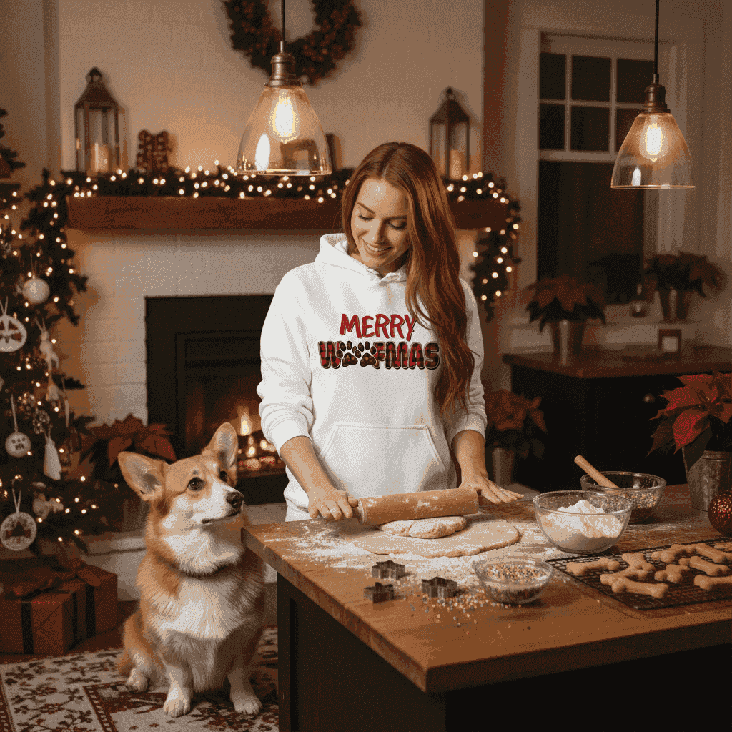 Plaid Woofmas Hoodie - Festive Christmas Dog Lover Gift