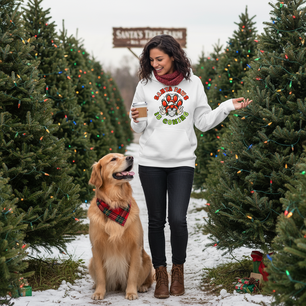 Santa Paws Deuces Hoodie - Festive Christmas Pet Lover Sweatshirt