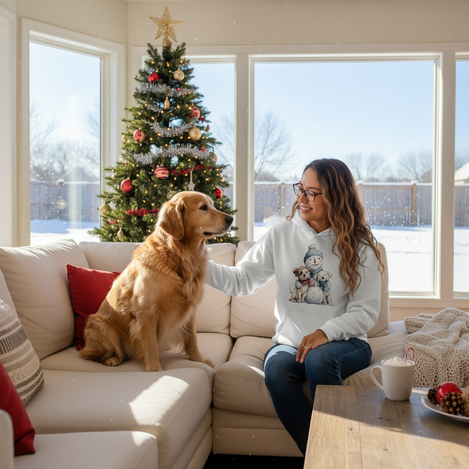 Snowman Hugs Hoodie - Cozy Winter Pet Lover Sweatshirt