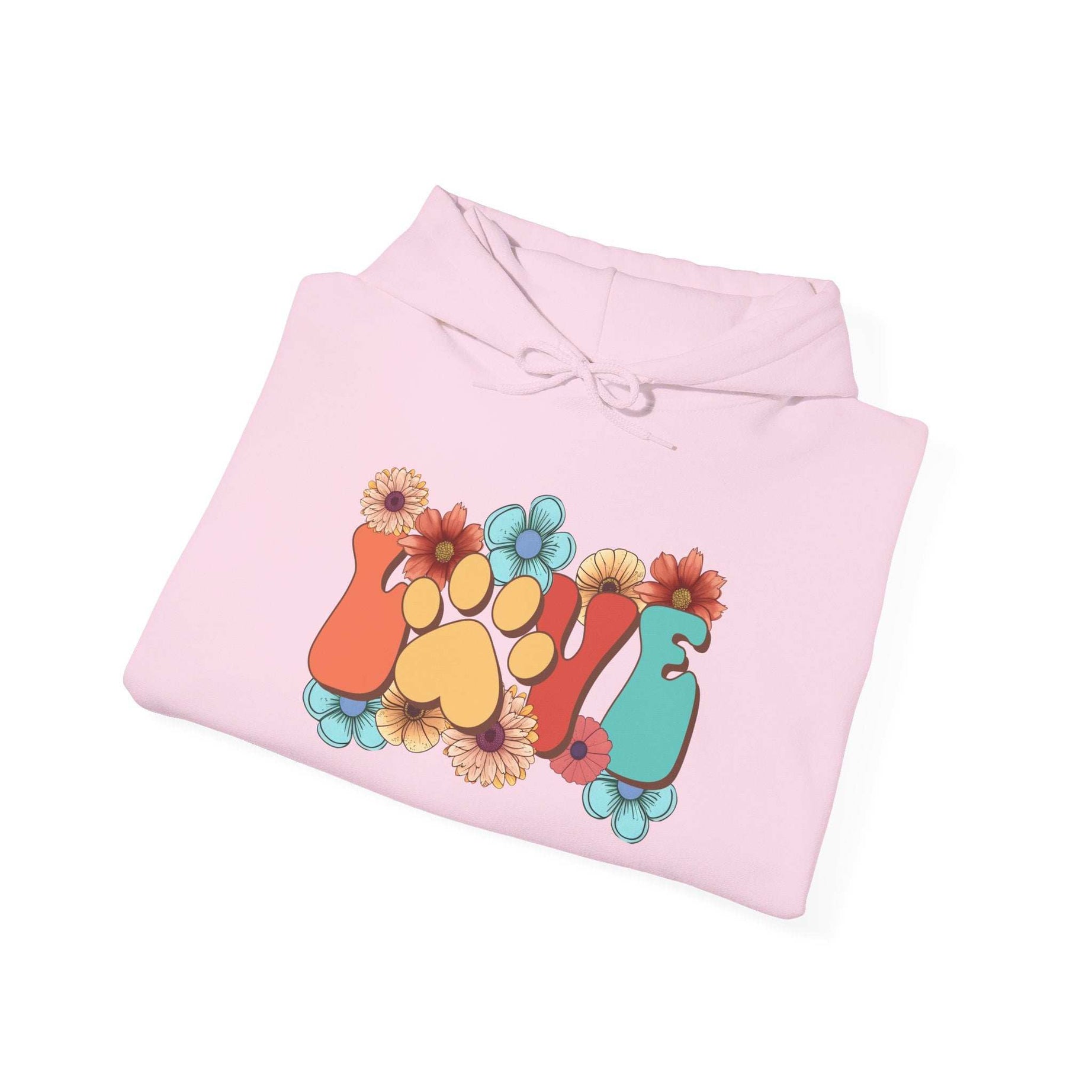 Colorful Floral Paw Print Hooded Sweatshirt - Animal Lover Hoodie