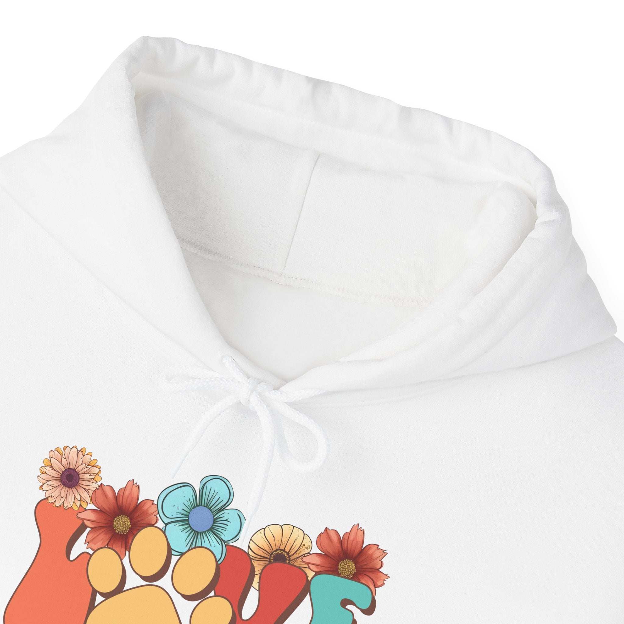 Colorful Floral Paw Print Hooded Sweatshirt - Animal Lover Hoodie