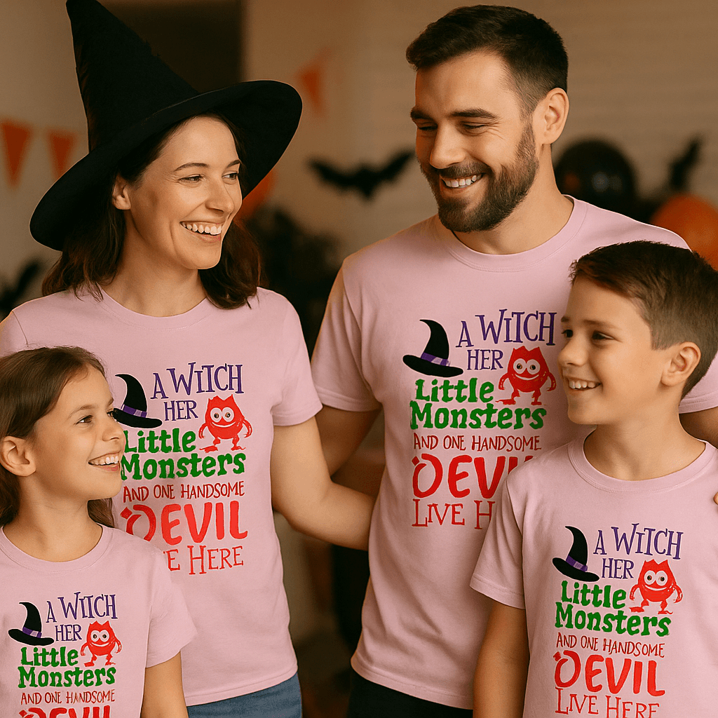 Witch and Family T-Shirt - Halloween Family Style