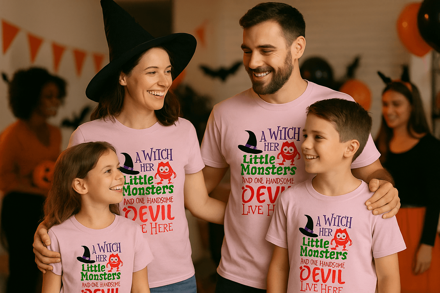 Witch and Family T-Shirt - Halloween Family Style