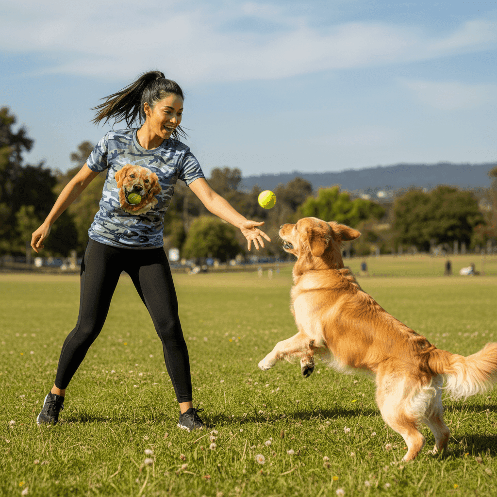 Golden Retriever Ball Tee - Playful Fetch Camo Shirt