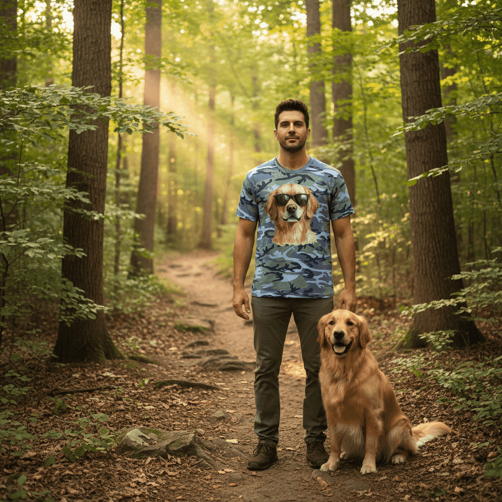 Golden Retriever Camo Tee - Cool Dog with Sunglasses