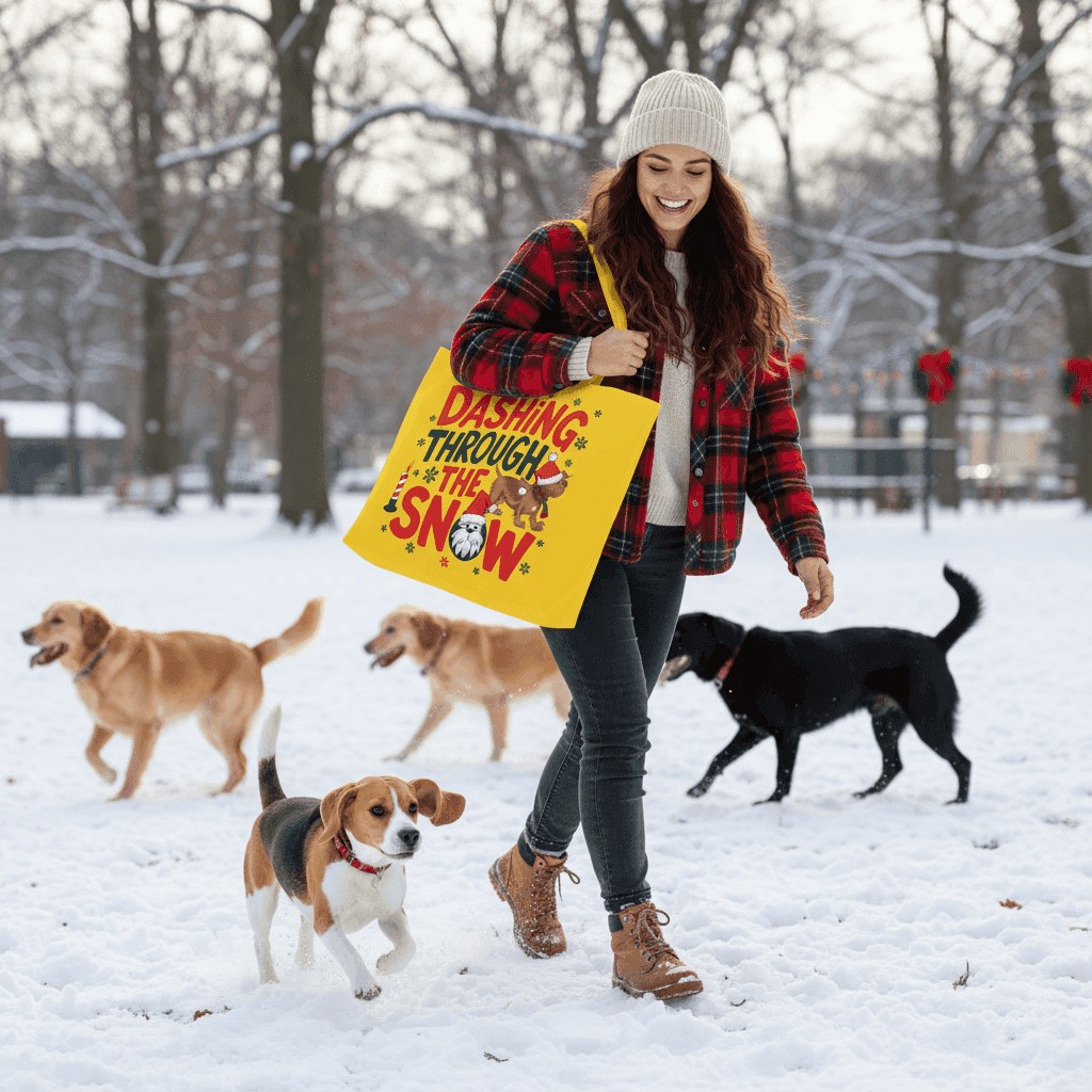 Dashing Through the Snow Holiday Tote for Dog Lovers - Canvas